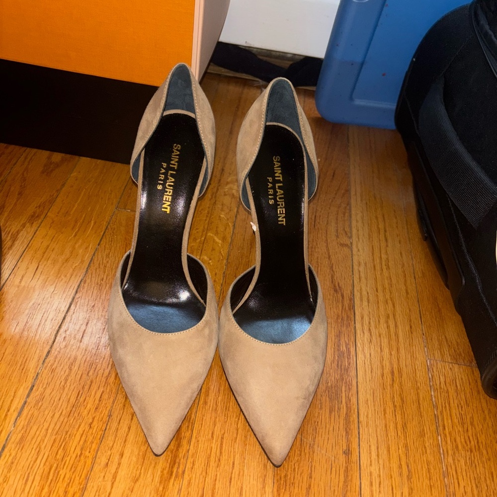 Saint Laurent Women's Tan Suede Heels